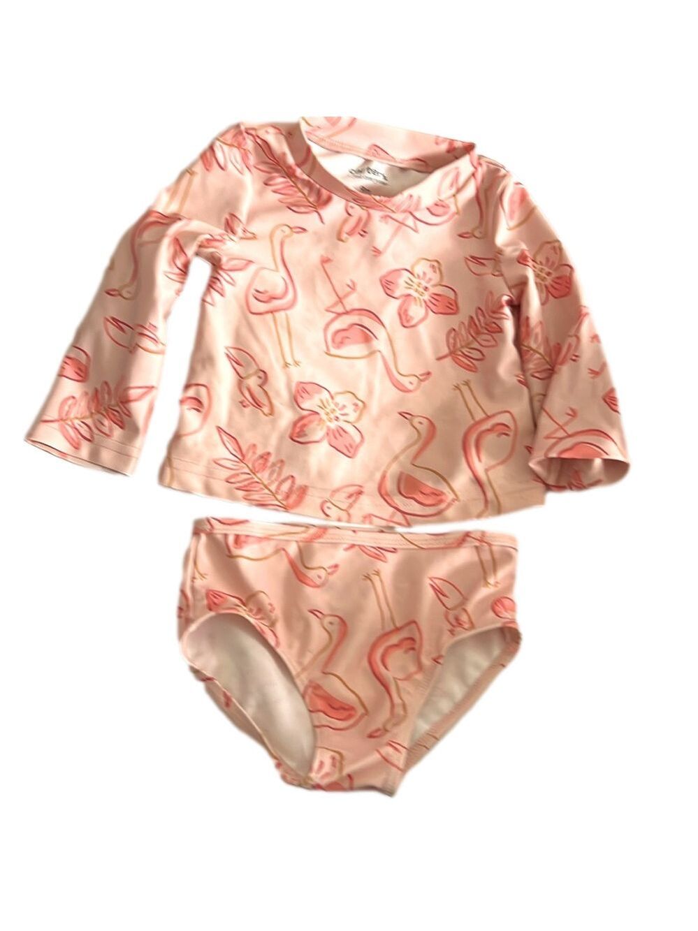 Carter's 2pc Rash-guard Swimmer, SZ 9M, Coral pink Flamingo, UPF 50+. (T4)
